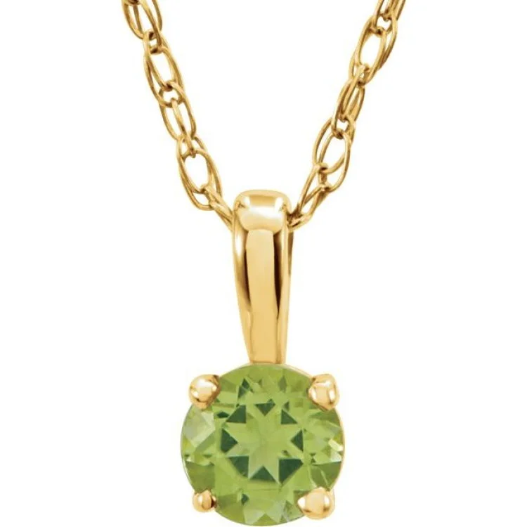 14K Yellow 3 mm Imitation Peridot Youth Solitaire 14" Necklace