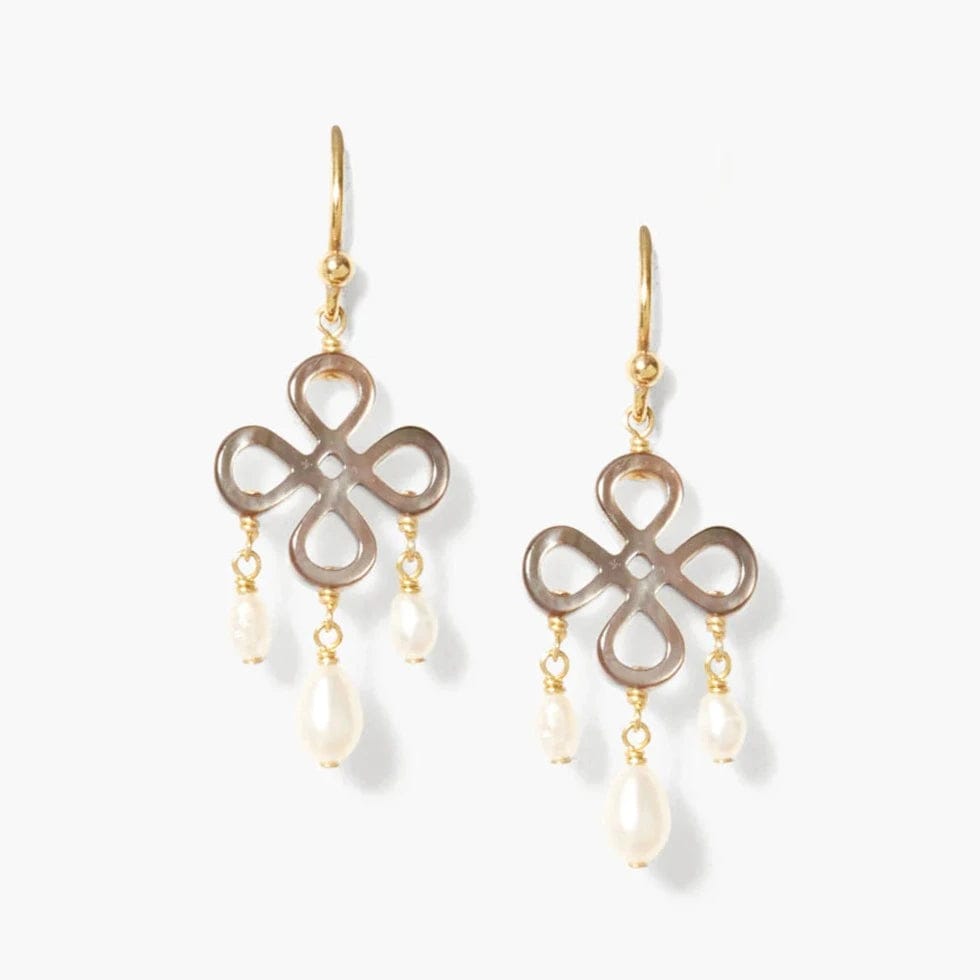 Colorful Earrings For Day-to-Night Fashion-Clover Chandelier Earrings White Pearl