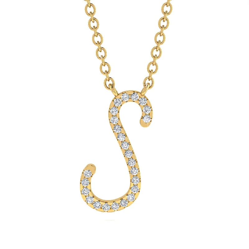 Diamond Gold Letter Necklace - S