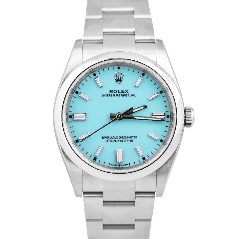 Customizable Watch Faces For Personalized Fashion-NEW FEB 2025 PAPERS Rolex Oyster Perpetual TURQUOISE Blue Steel 36mm 126000 BOX