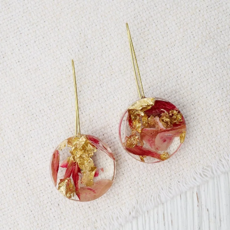 Crystal Stud Earrings For Sparkling Glam-Botanical Small Full Moon Rose Petal Earrings