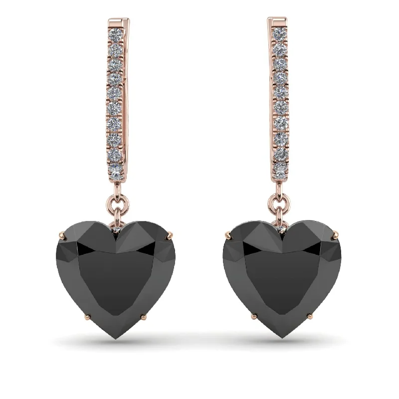 Unique Earrings For Artistic Style-Heart Black Diamond Earrings - Noelle No. 8