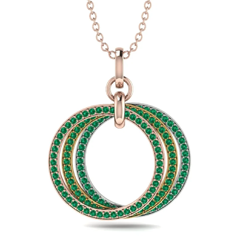 Three Circle Necklace With Emerald - Octavia No. 17