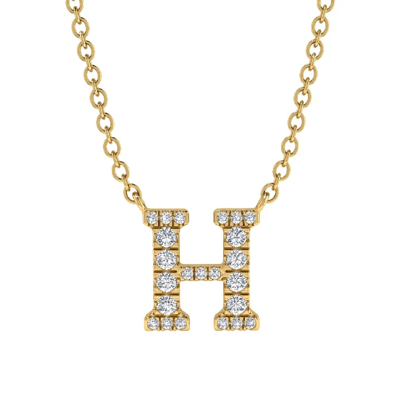 Diamond Gold Initial Necklace - H