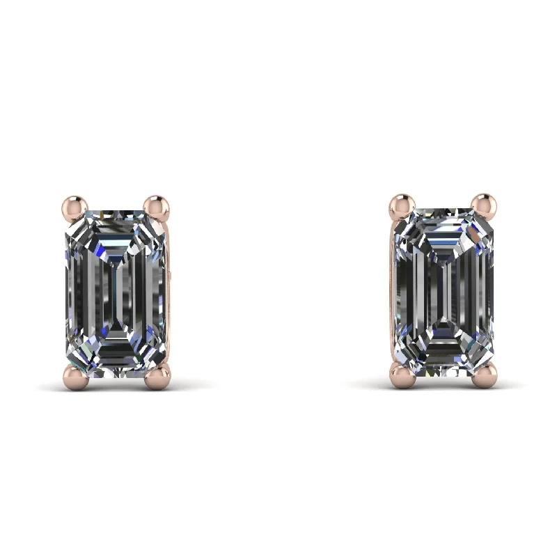 Colorful Earrings For Casual Looks-Hidden Diamonds Emerald Cut Diamond Earrings - Angel No. 32