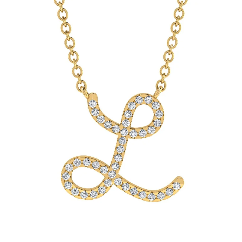 Diamond Gold Letter Necklace - L