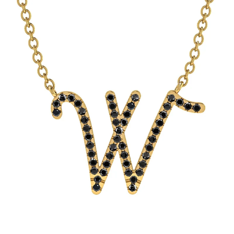 Black Diamond Gold Letter Necklace - W