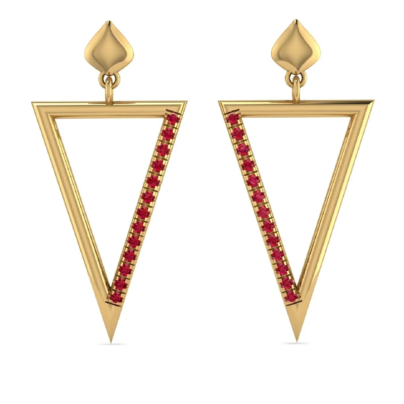 Artistic Drop Earrings For Bold Fashion-Triangle Ruby Stud Earrings - Amiyah No. 10