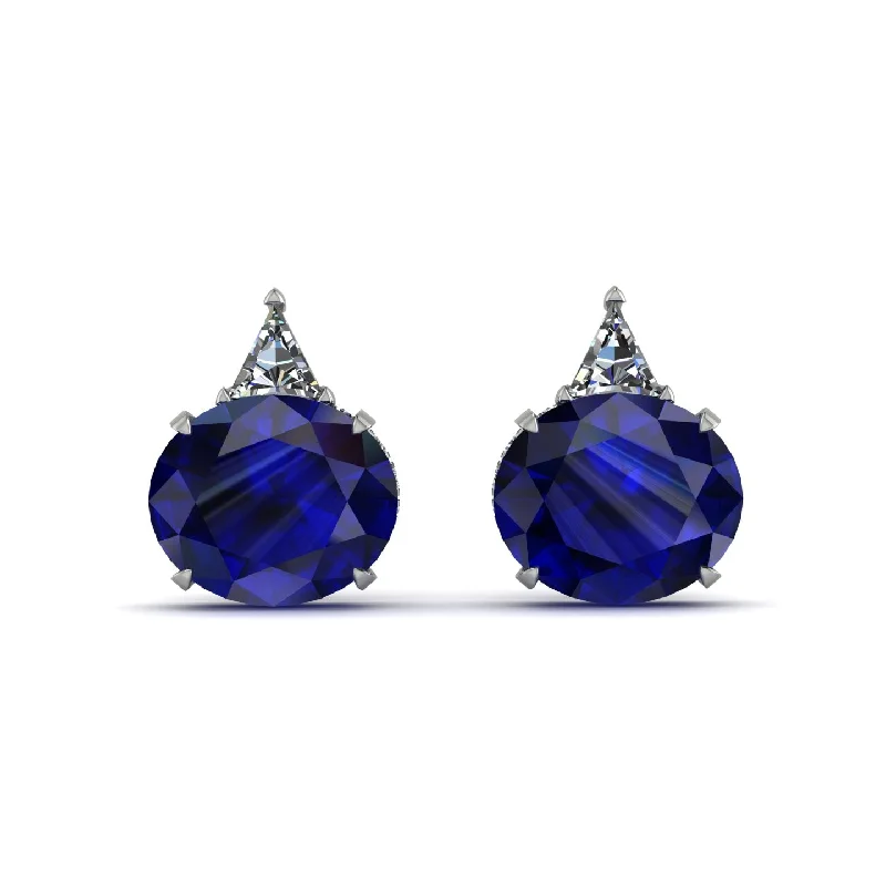 Colorful Drop Earrings For Fun Fashion-Hidden Halo Sapphire Earrings - Rosalie No. 15