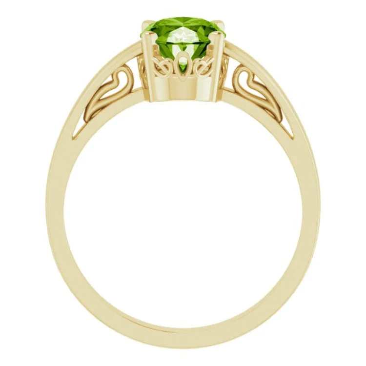 Luxury Wedding Rings For Elegant Brides-14K Yellow Natural Peridot Ring