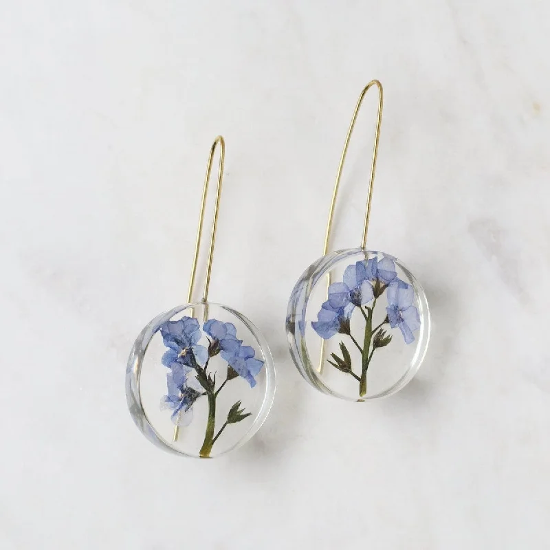 Beautiful Crystal Earrings For Elegant Occasions-Botanical Full Moon Forget Me Not Earrings