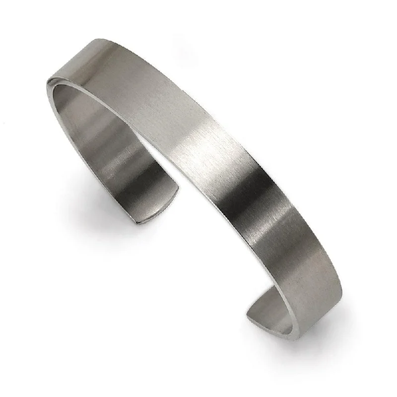 Sparkling Silver Bangles For Luxury Glam-Stainless Steel Brushed Cuff Bangle