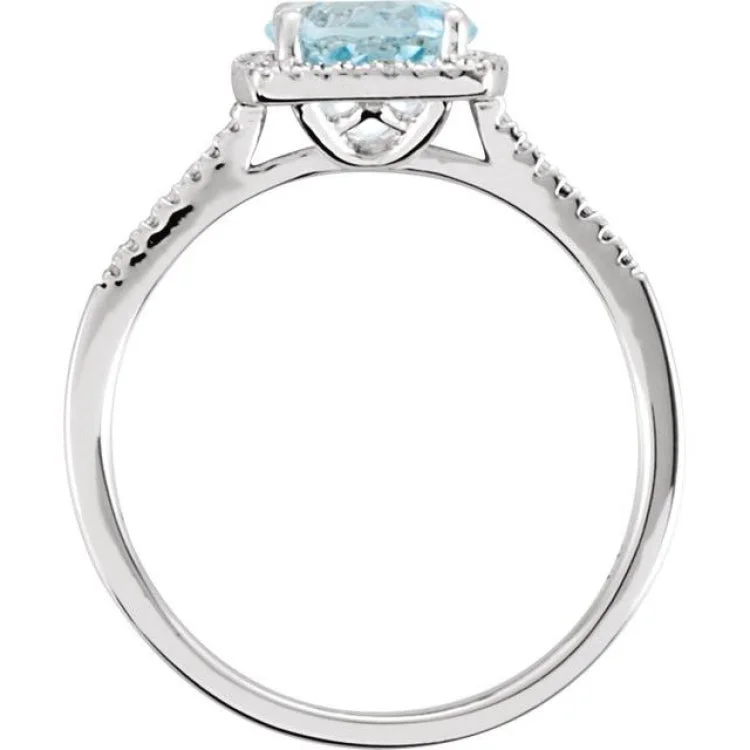 Stunning Wedding Bands For Bride and Groom-Sterling Silver Natural Sky Blue Topaz & .01 CTW Natural Diamond Ring