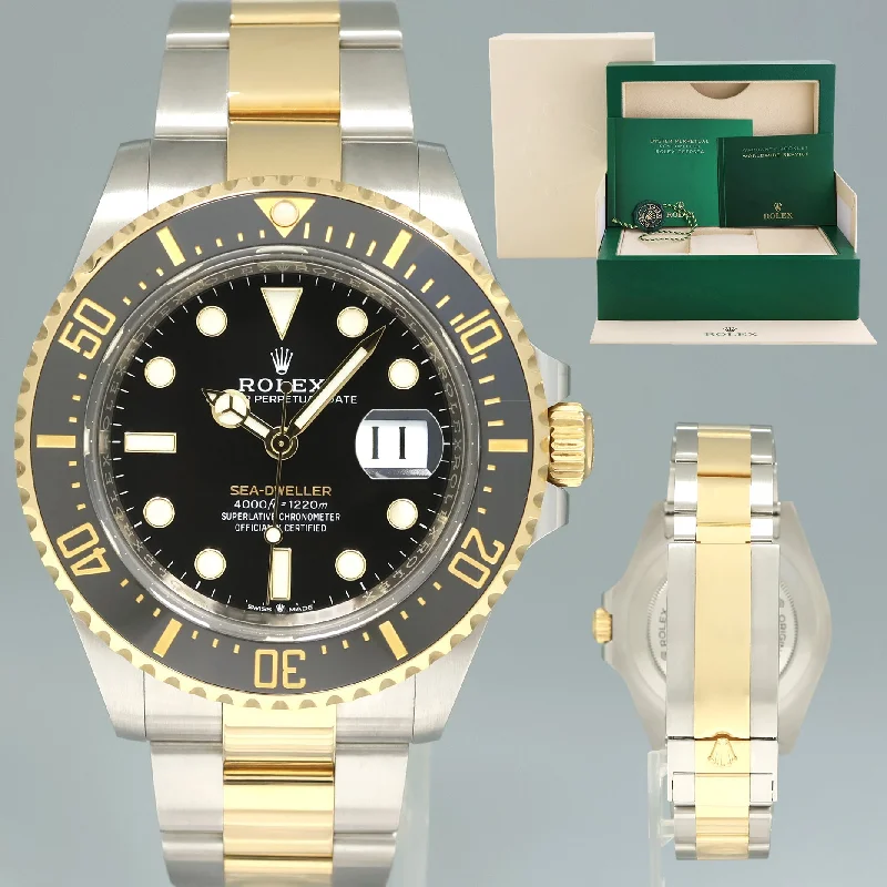 Unique Two-Tone Watches For Fashion-Forward Looks-2021 MINT Rolex Sea-Dweller 43mm Two-Tone Yellow Gold 126603 Steel Black Watch Box