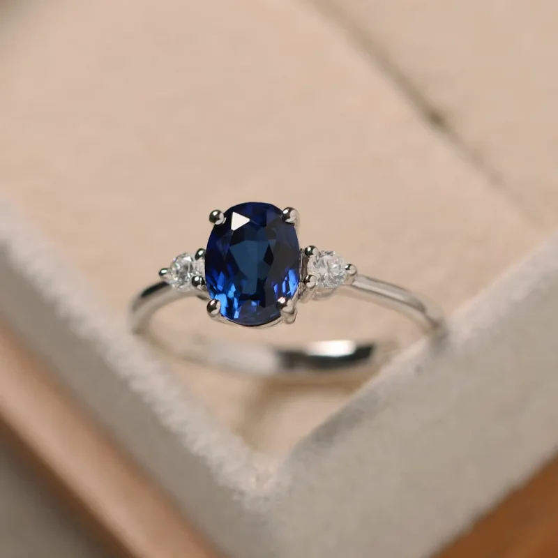 Classic Gold Wedding Rings For Lasting Love-Just For You Blue Sapphire Silver Ring