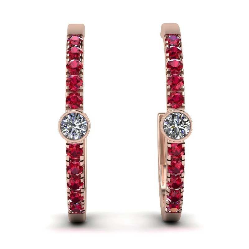 Classic Crystal Earrings For Wedding Day-Hoop Diamond Earrings Micro Pave - Ansley No. 47