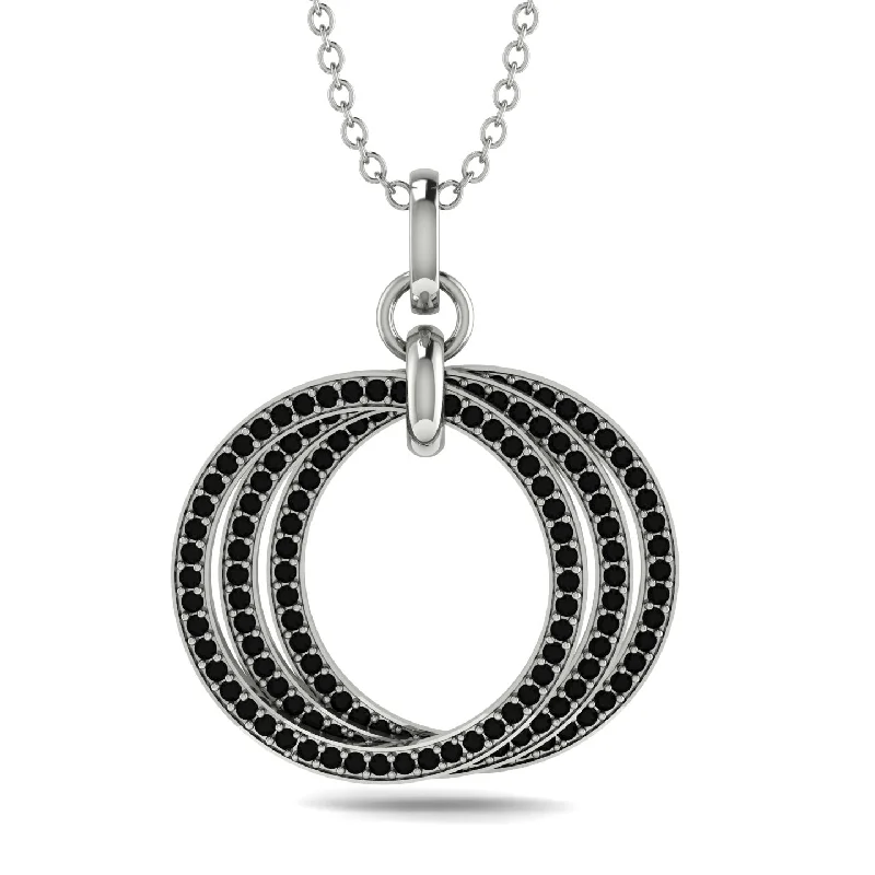 Three Circle Necklace With Black Diamond - Octavia No. 9