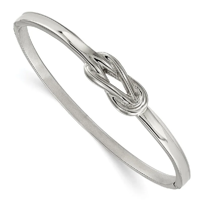 Luxury Gemstone-Studded Bangles For Elegant Fashion-Stainless Steel Polished Knot Hinged Bangle