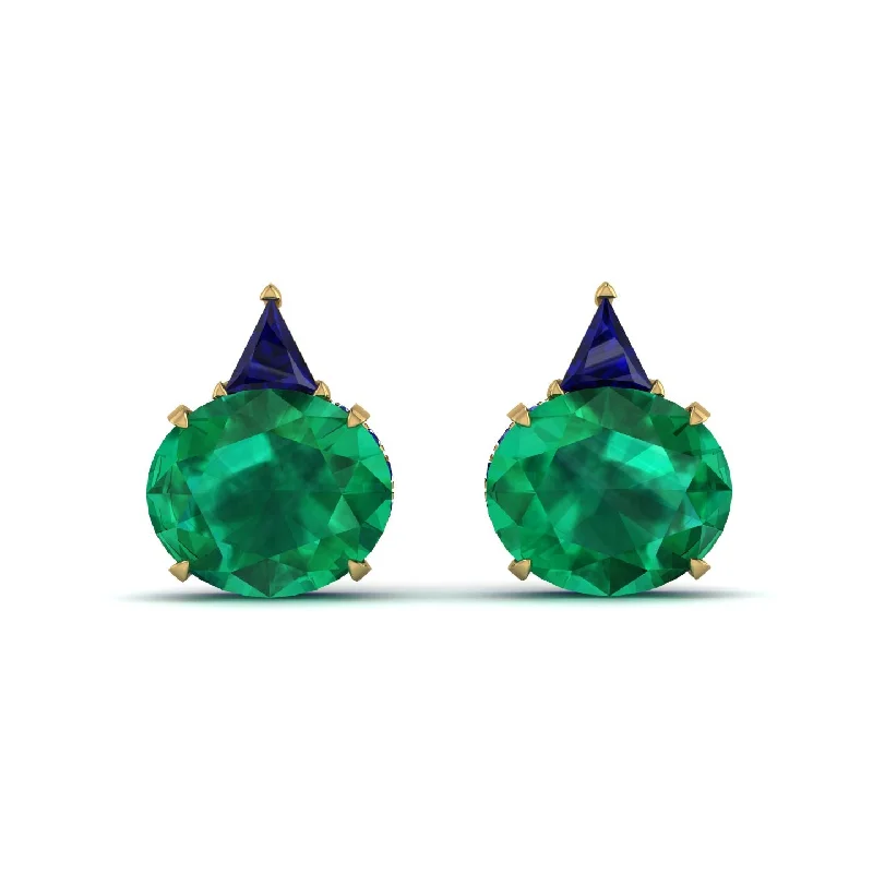 Large Earrings For Statement Fashion-Hidden Halo Emerald Earrings - Rosalie No. 64