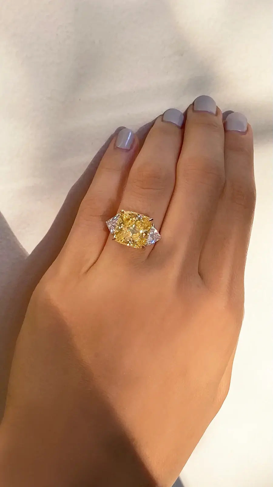 Beautiful Wedding Rings For Elegant Brides-Canary Cushion Cut Yellow Zircon Ring