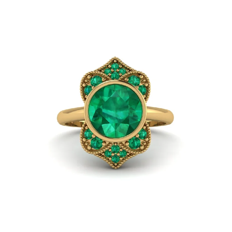 Vintage-Inspired Rings For Retro Glam-Emerald Bezel Vintage-Inspired Engagement Ring - Olive No. 19