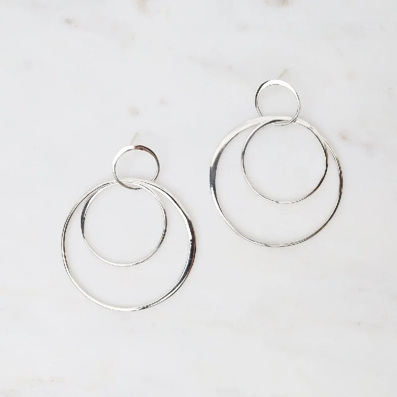 Simple Silver Earrings For Chic Appeal-Triple Hoops Post Earrings