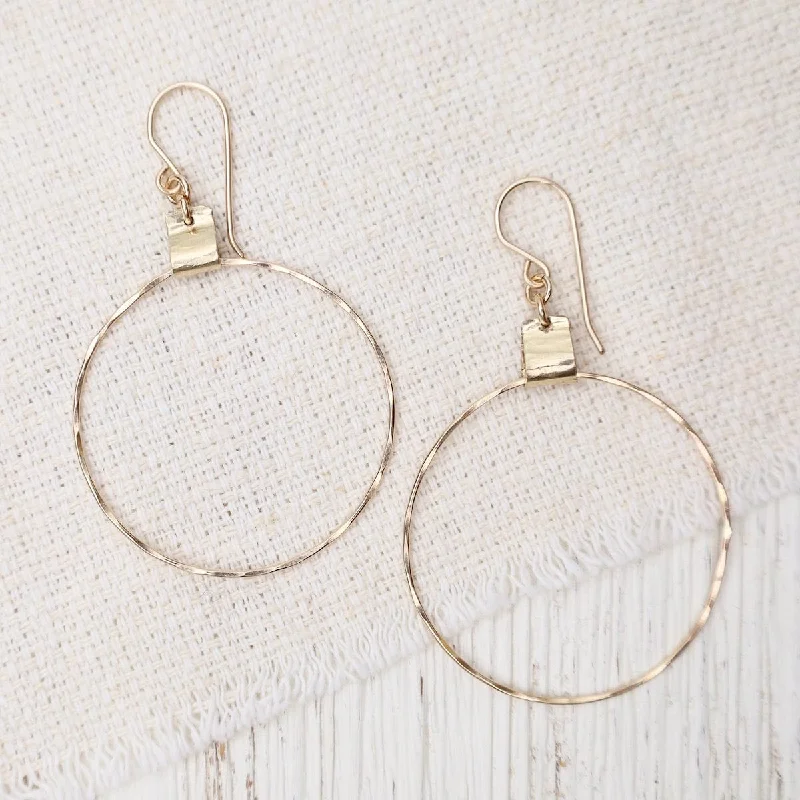 Crystal Earrings For Special Occasions-Hammered Large Circle Earrings