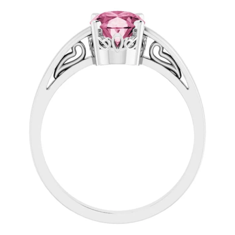 Stunning Platinum Rings For Special Occasions-14K White Natural Pink Tourmaline Ring