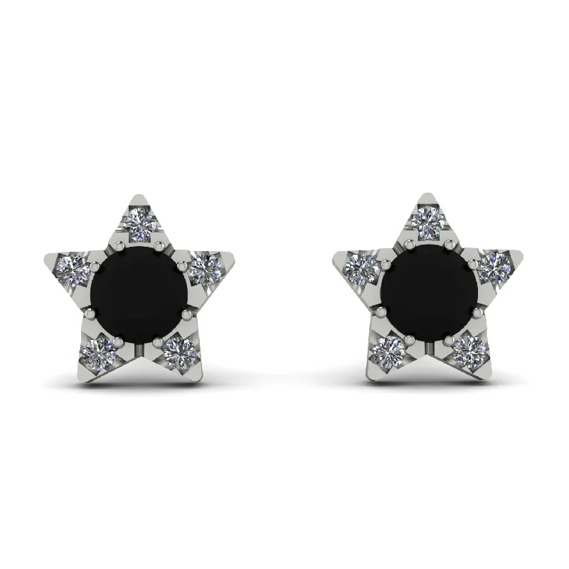 Trendy Earrings For Night Fashion-Star Halo Black Diamond Earrings - Zelda No. 9