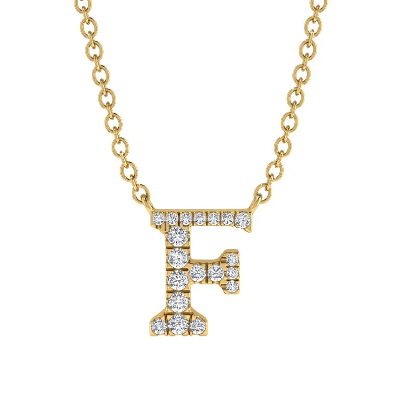 Diamond Gold Initial Necklace - F