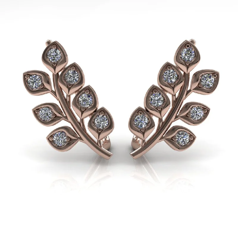 Elegant Dangle Earrings For Night Parties-Many Leaves All Around Diamond Earrings- Sydney no. 2