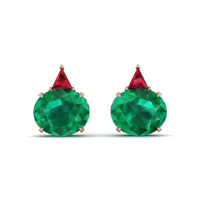 Chic Earrings For Formal Gatherings-Hidden Halo Emerald Earrings - Rosalie No. 50