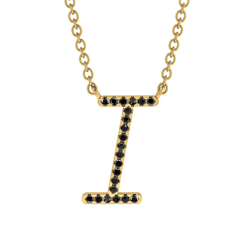 Black Diamond Gold Letter Necklace - I