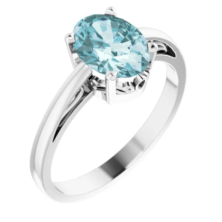 Timeless Gemstone Rings For Luxury Style-14K White Natural Sky Blue Topaz Ring