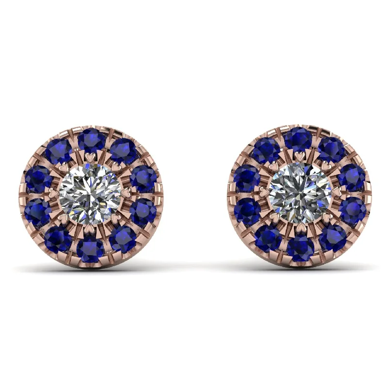 Beautiful Gold Earrings For Special Events-Halo Diamond Earrings - Heaven No. 62