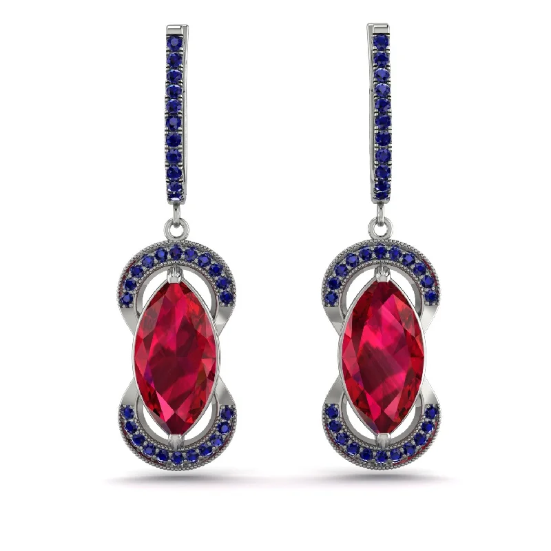 Elegant Drop Earrings For Special Occasions-Marquise Vintage Ruby Earrings - Marley No. 72