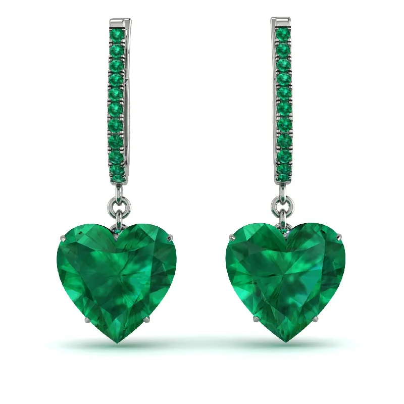 Stunning Gold Earrings For Formal Gatherings-Heart Emerald Earrings - Noelle No. 21