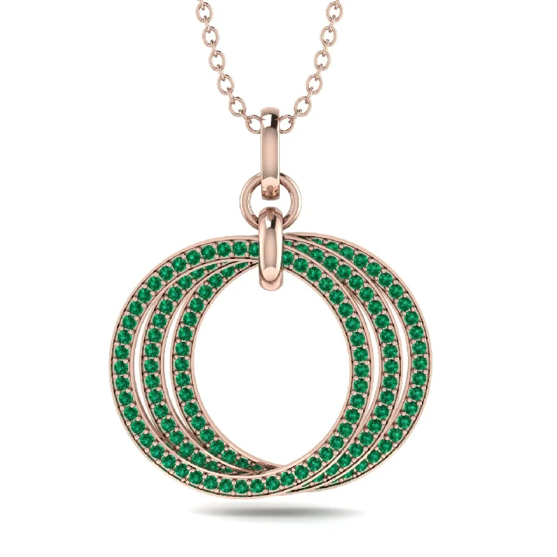 Three Circle Necklace With Emerald - Octavia No. 5