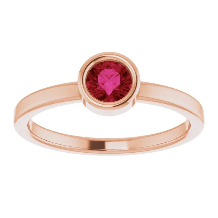 Customizable Stackable Rings For Personalized Fashion-14K Rose 4.5 mm Lab-Grown Ruby Ring