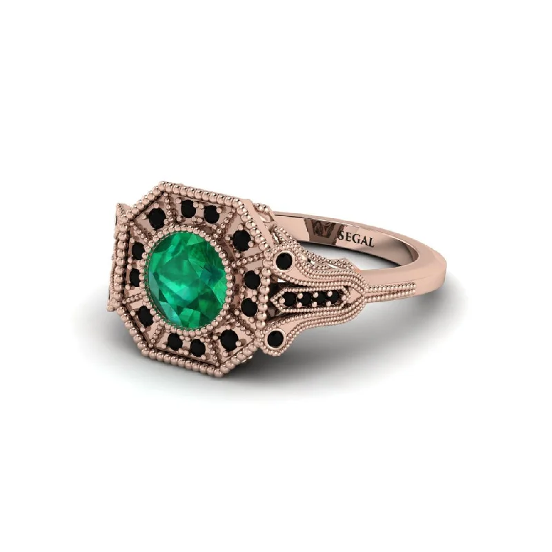 Gorgeous Engagement Rings For Stylish Brides-Emerald 14K Gold Art Deco Engagement Ring - Erin No. 35