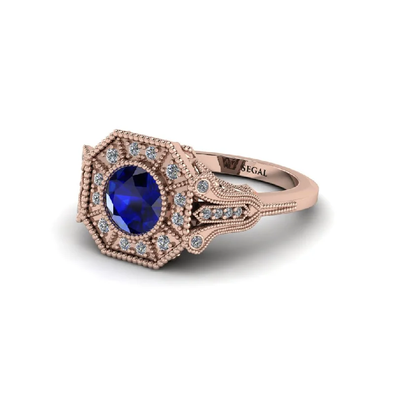 Timeless Wedding Bands For Lasting Love-Sapphire 14K Gold Art Deco Engagement Ring - Erin No. 14