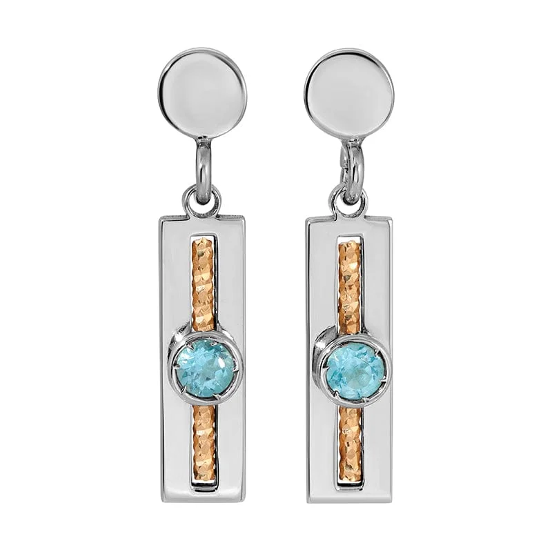 Chic Earrings For Casual Wear-Sterling Silver & Gold Plated Blue Topaz Soprano Earrings