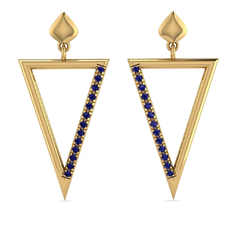 Unique Dangle Earrings For Vibrant Fashion-Triangle Sapphire Stud Earrings - Amiyah No. 13