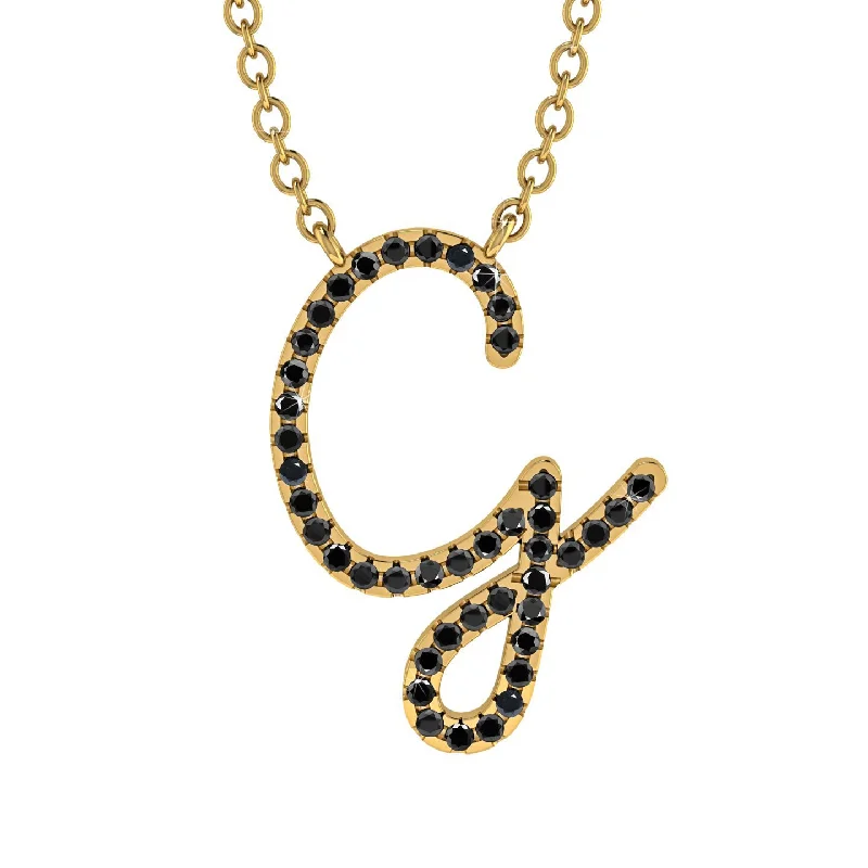 Black Diamond Gold Letter Necklace - G