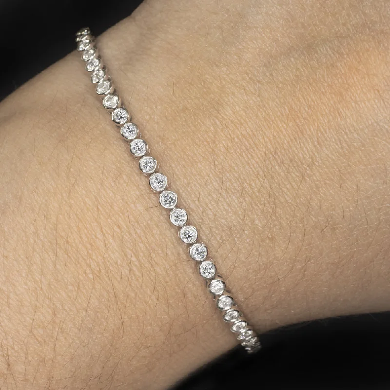 Sparkling Multi-Stone Bracelets For Bold Fashion-2.5 CARAT DIAMOND TENNIS BRACELET BEZEL SET 14k WHITE GOLD ROUND BRILLIANT CUT