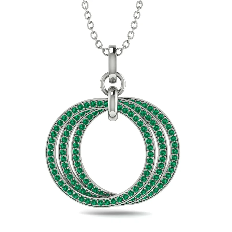 Three Circle Necklace With Emerald - Octavia No. 6