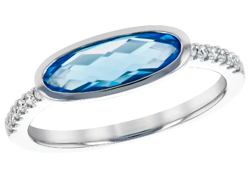 Unique Platinum Wedding Bands For Fashionable Brides-Blue Topaz Ring