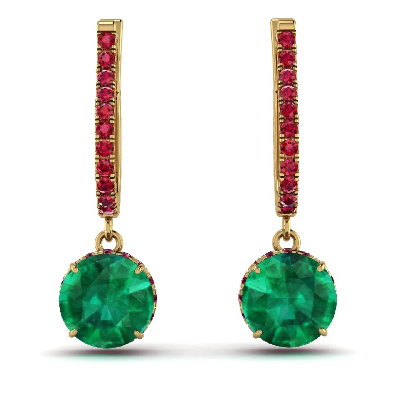 Stunning Pearl Earrings For Night Glam-Emerald Dangle Earrings With Hidden Halo - Adaline No. 49