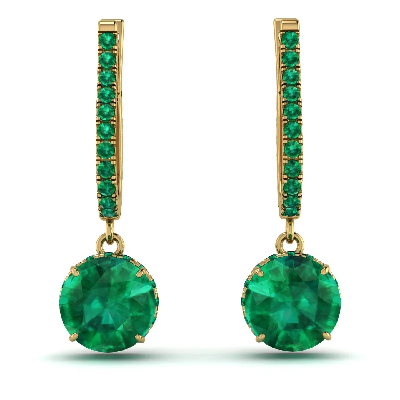 Classic Gemstone Earrings For Timeless Appeal-Emerald Dangle Earrings With Hidden Halo - Adaline No. 19