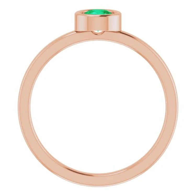 Stunning Rose Gold Wedding Rings For Romantic Glam-14K Rose 4.5 mm Natural Emerald Ring